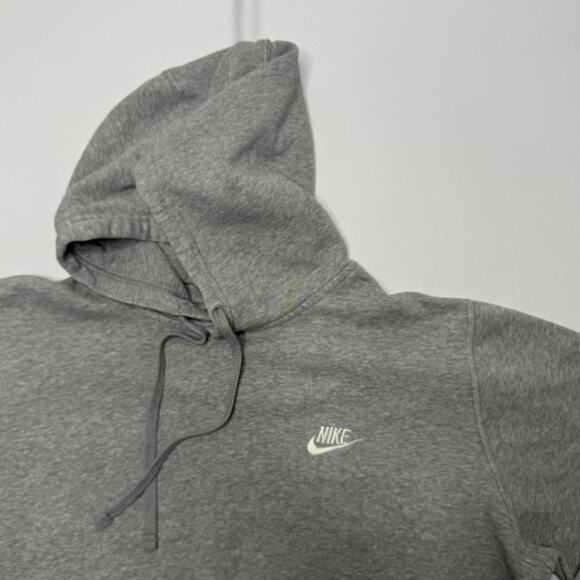 Nike gray pullover hoodie men’s large swoosh logo fleece sweatshirt - Picture 4 of 5